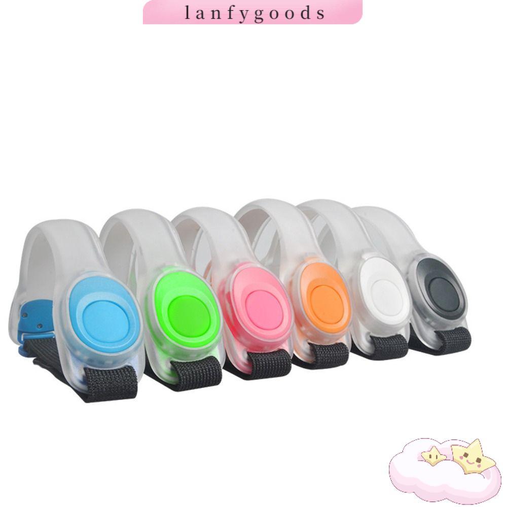 LANFYGOODS ปลอกแขนมีไฟ LED, เข็มขัดแขนวิ่งแบบปรับได้ PVC พลาสติก, สายรัดข้อมือเตือนกลางคืนแบบสวมใส่แฟชั่น อุปกรณ์วิ่งกลางคืน