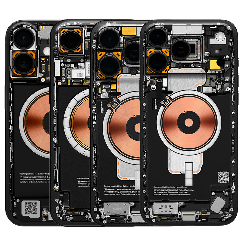 สติกเกอร์ลายวงจรภายใน สำหรับ iPhone 17 16 15 14 13 12 Pro Max ฟิล์มปกป้องแผ่นหลัง ลายถอดชิ้นส่วนตกแต่งส่วนตัว