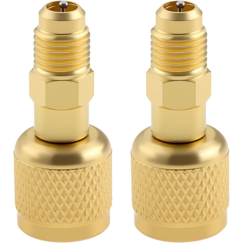 A2L R-32 R-454B ทองเหลือง HVAC อะแดปเตอร์, 1/4 "ซ้ายหญิงถึง 1/4 "ขวามือชาย Flare อุปกรณ์,ตรง ac สูญญ