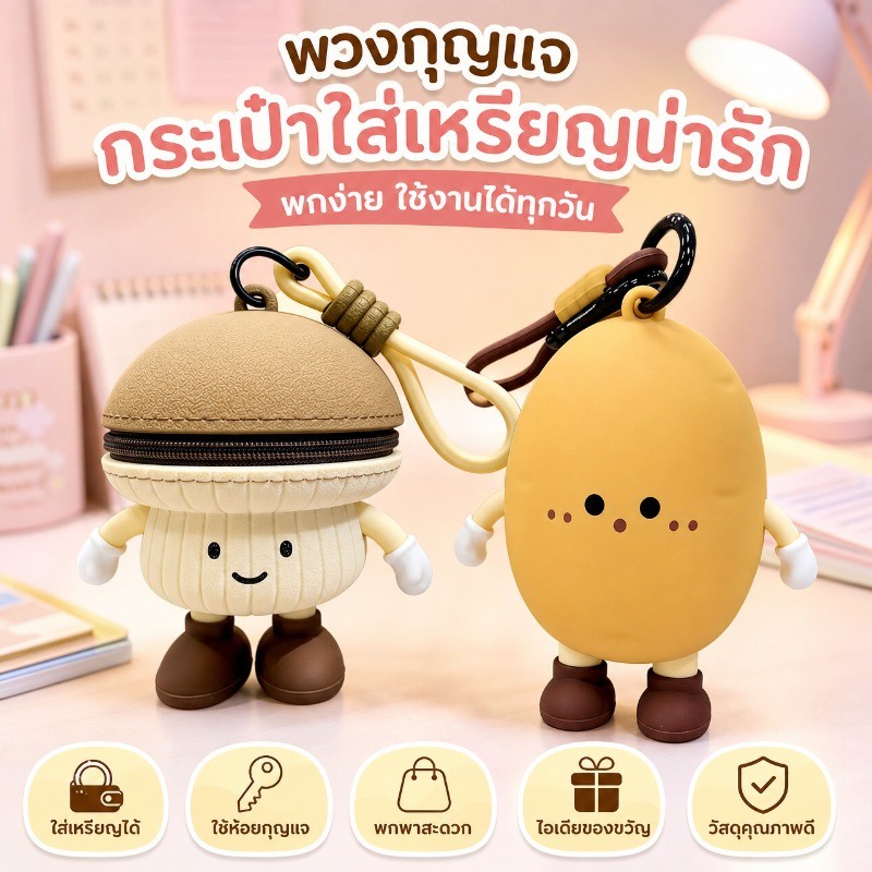กระเป๋าใส่เหรียญ กระเป๋าใส่กุญแจ รูปมันฝรั่ง เห็ด ยางนุ่ม พวงกุญแจ ใส่หูฟัง เครื่องประดับ