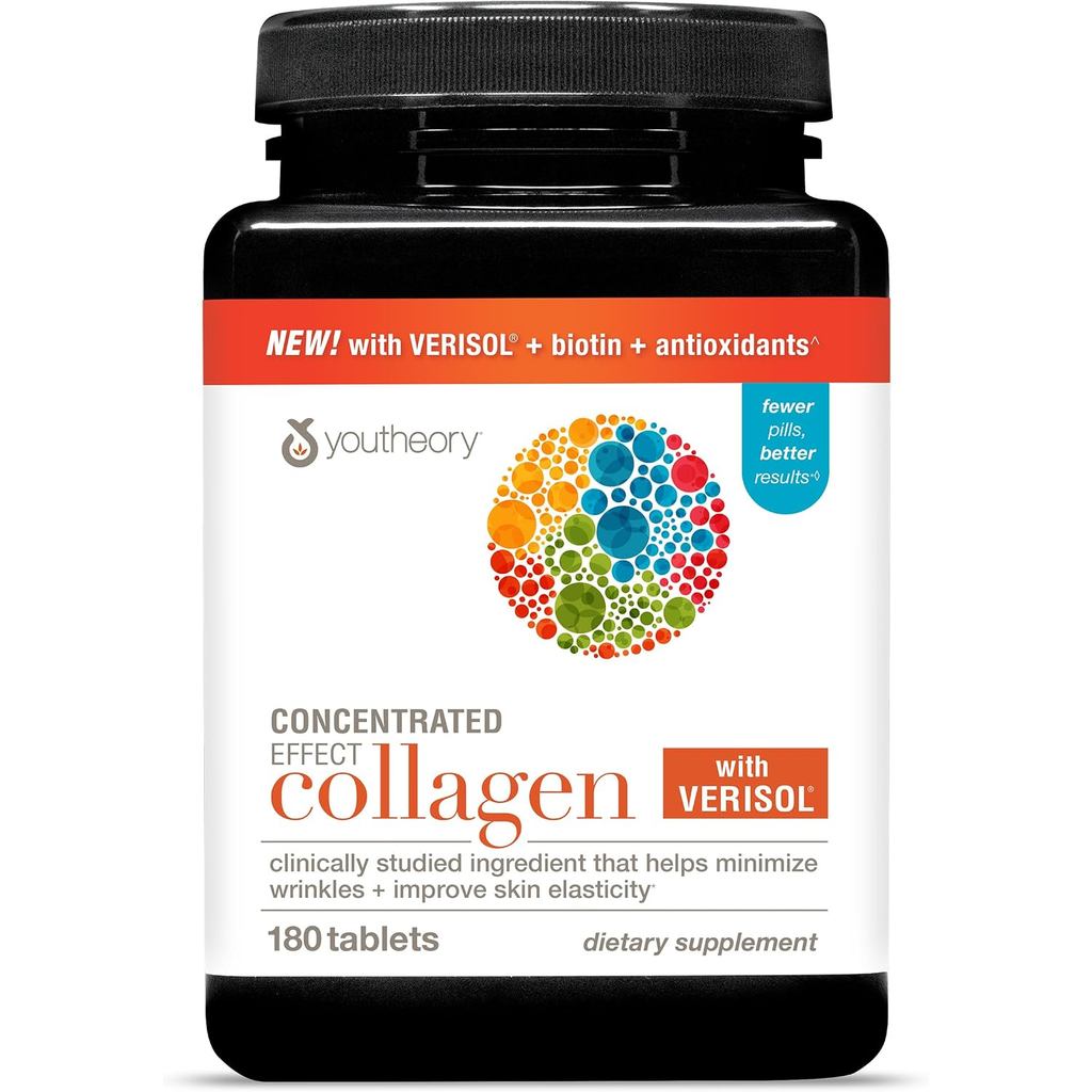 Youtheory Concentrated Effect Collagen with Verisol - Collagen Peptides with Vitamins C & B - รองรับ