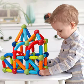ตัวต่อแม่เหล็ก 3D บล็อคตัวต่อแม่เหล็ก เด็กแม่เหล็กเบสบอลบล็อก เกมสมอง DIY ของเล่นเสริมพัฒนาการเด็ก ของเล่นเด็ก 1-3ขวบ