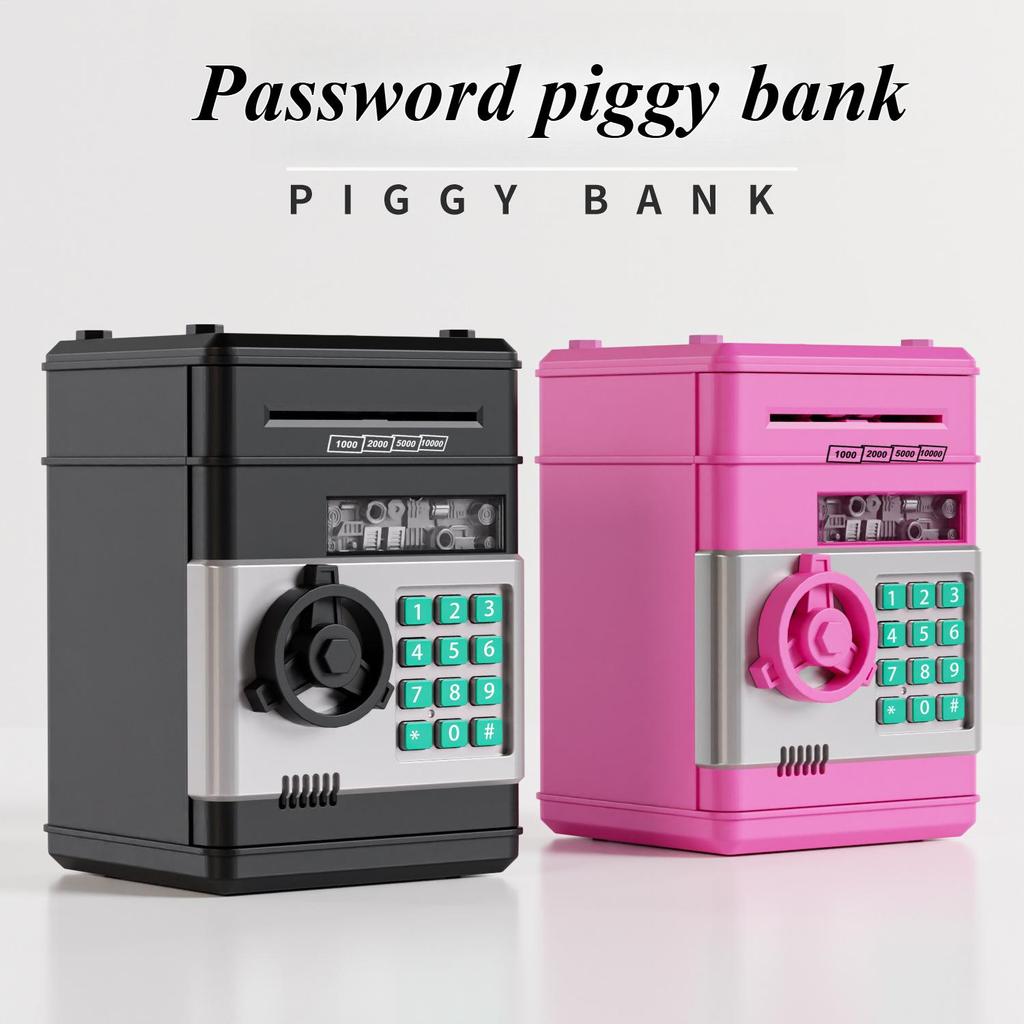 หมูอิเล็กทรอนิกส์ ใหม่ ขนาดใหญ่ ป้องกันรหัสผ่าน กระปุกออมสินเหรียญ สไตล์ ATM ของเล่นเพื่อการศึกษาสําหรับเด็กอายุ 3–12 ของขวัญในวันฮาโลวีน คริสต์มาส และวั