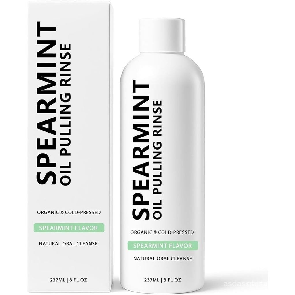 SpearmintOilPullingRinse,Cold-PressedCoconutOilforningTeethingMouthwash,237ML/8FL.OZที่มีประสิทธิภาพ