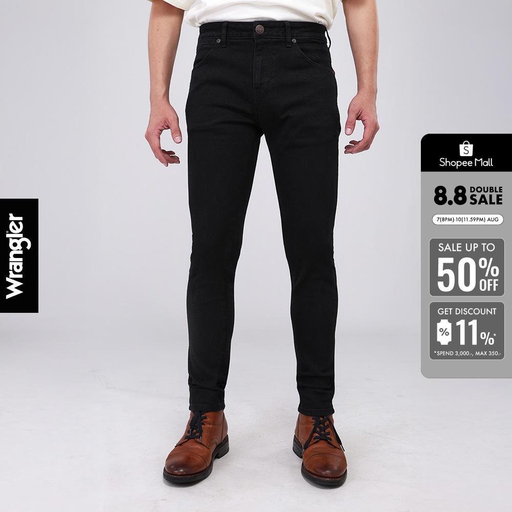 WRANGLER กางเกงยีนส์ผู้ชาย คอลเลคชั่น เอวต่ำ ทรงรัดรูป รุ่น WR S326MBRYF23 - สีดำ