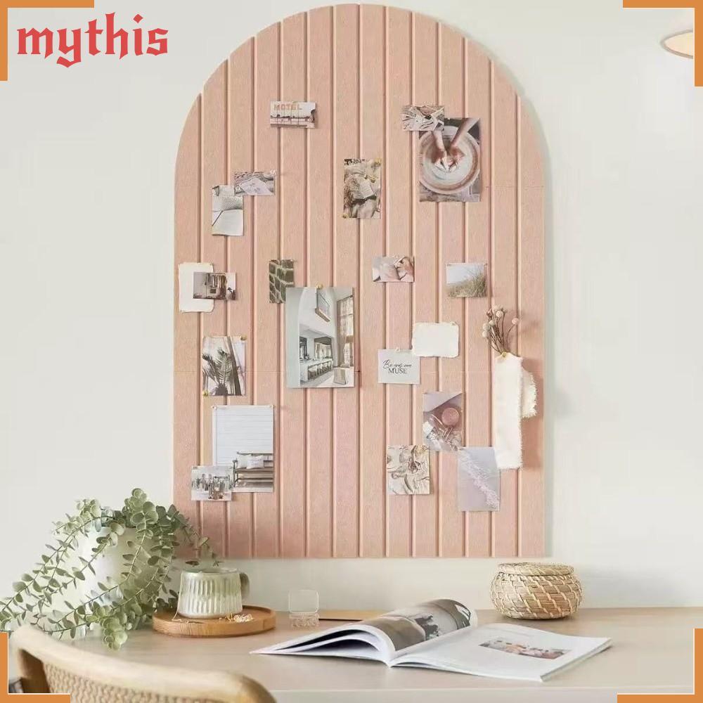 MYTHIS Felt Acoustic Panel, แถบแนวตั้งโพลีเอสเตอร์ Felt Felt Wall Panel, Arched Self กาวตกแต่งพื้นหล