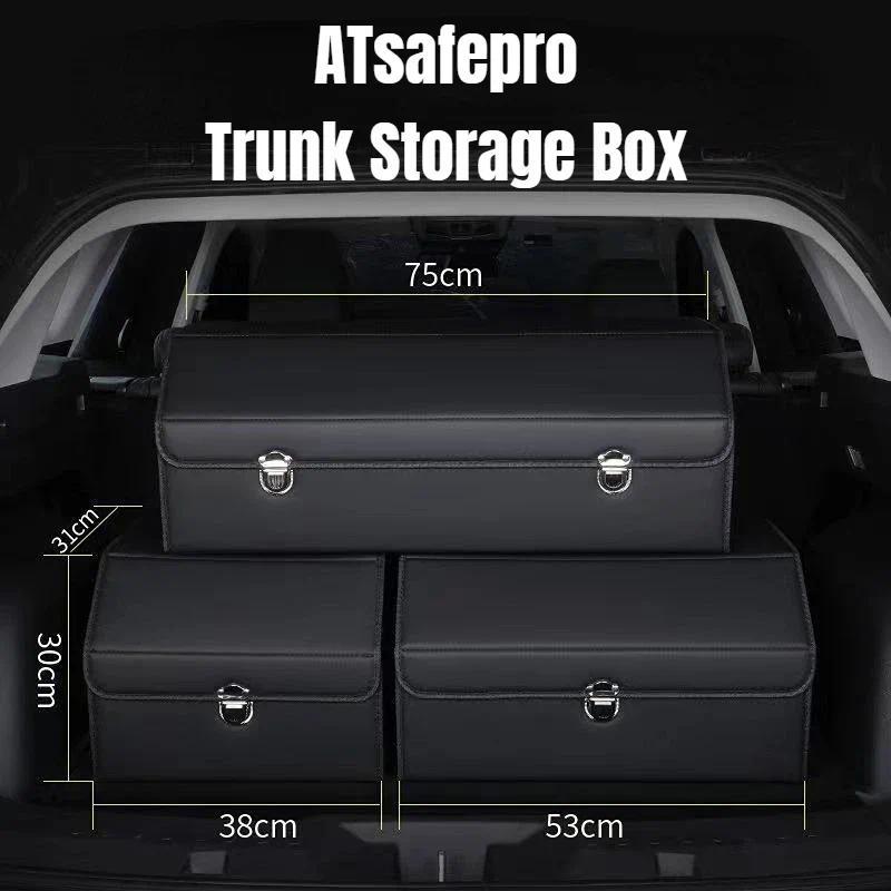ATsafepro 65L Organizer สําหรับ Trunk Box Storage และทําความสะอาดรถอุปกรณ์เสริมภายในอุปกรณ์สําหรับรถ