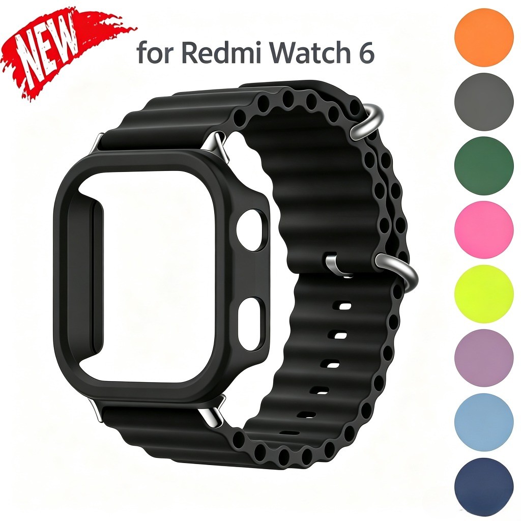 2 IN 1 Case+ สายนาฬิกาซิลิโคนสปอร์ตสําหรับ Redmi Watch 6