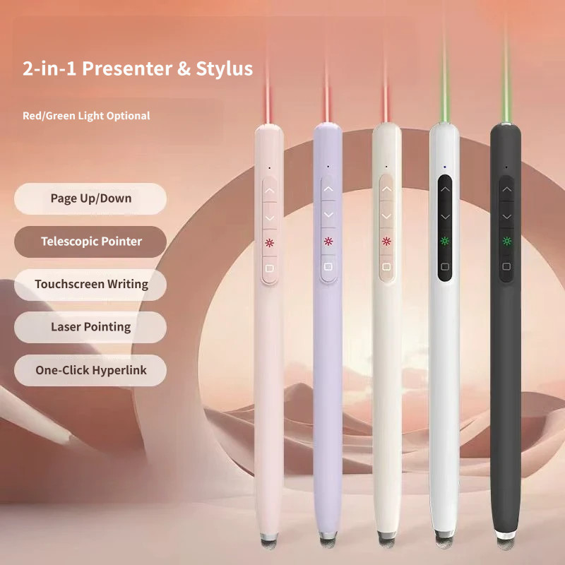 2.4G Wireless Presenter Remote Type-C ชาร์จ 100m ตัวชี้แบบพับเก็บได้สําหรับของขวัญสํานักงานครู