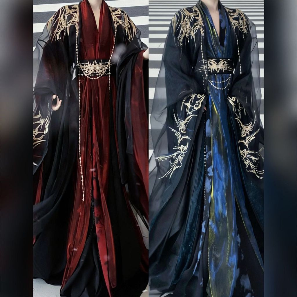 ฮันฟู ผู้ชายผู้หญิงสไตล์เดียวกันอุตสาหกรรมหนักปักเสื้อแขนใหญ่ เว่ย จิน สไตล์เครื่องแต่งกายโบราณศิลปะการต่อสู้ฟิล์มโทรทัศน์สไตล์โบราณสูทรุ่นปรับปรุง ฮันฟู นิชย้อนย