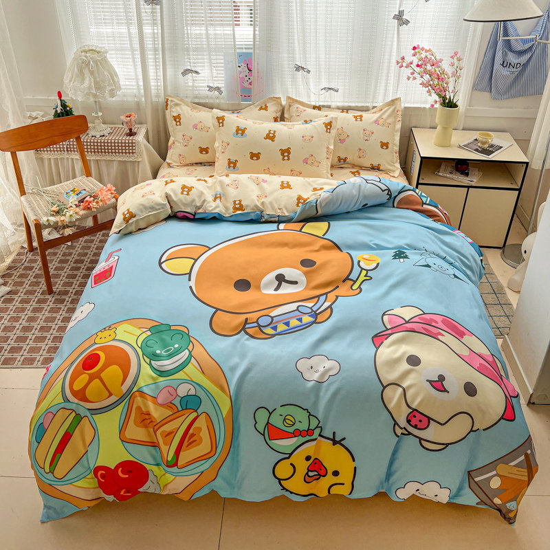 四套纯棉全棉感被套被罩床单儿童学生宿舍男孩床品三套床笠Four sets of pure cotton quilt cover quilt cover sheets children20260807
