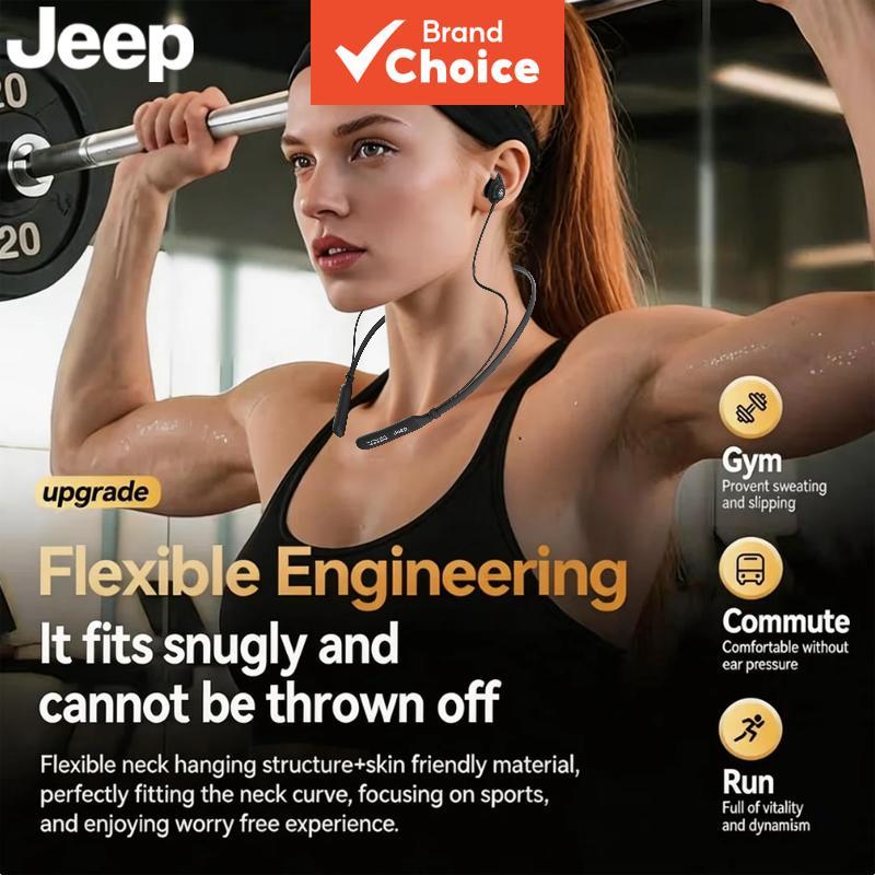 JEEP EW135 หูฟังหูฟัง TWS สายคล้องคอหูฟัง 40H หูฟังชนิดใส่ในหูกีฬาพร้อมไมโครโฟนของแท้สแตนด์บายยาว HD
