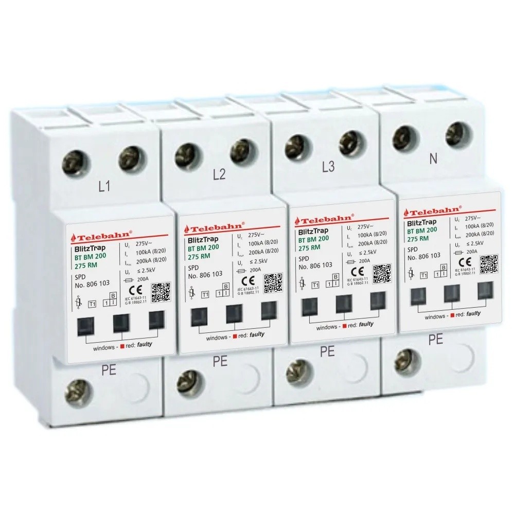 JW0B ในสต็อกขายส่ง 275V 320V 385V AC T1 4P 100kA-200kA SPD Parafoudre อุปกรณ์ป้องกันไฟกระชาก Surge P