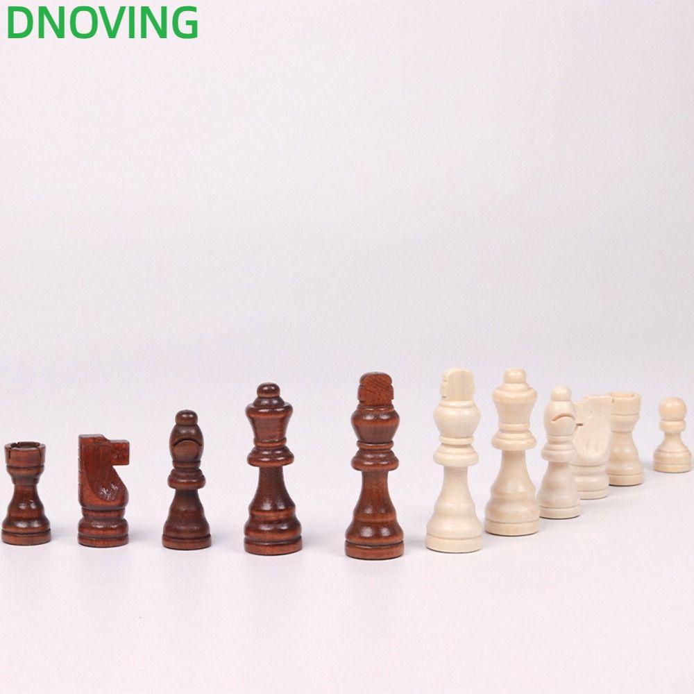 DNOVING Wood Chessmen, Wood Chess Pieces Only No Board Wooden Chess, 32 Pies King Height Chess