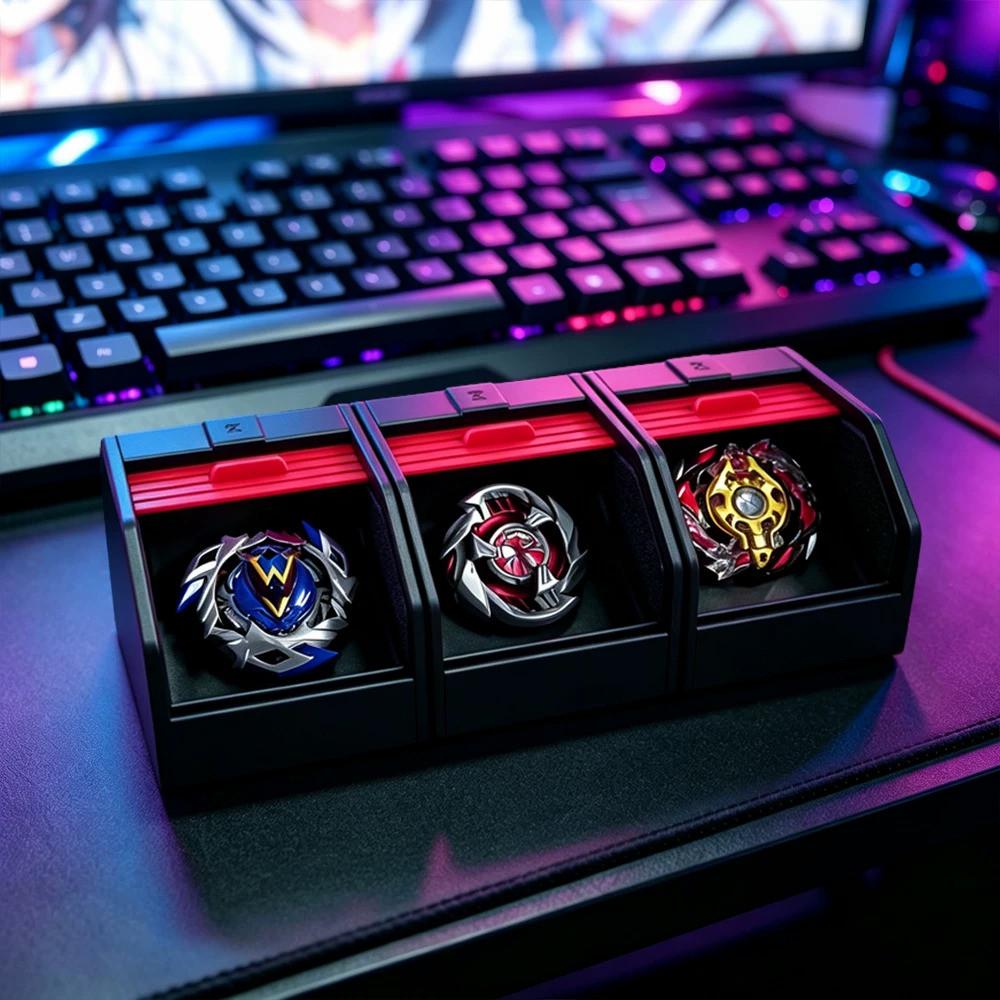 Beyblade กล่องแสดง เบย์เบลด x เบย์เบลด x การแข่งขันกล่องเก็บของสามกริดกล่องเบย์เบลด