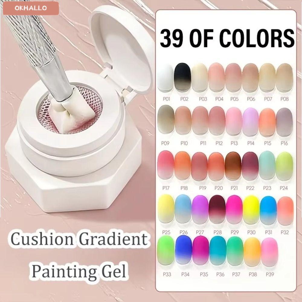 OKHALLO Nail Air Cushion Patting Gel, ผลไล่ระดับ Blooming Aura Effect Blooming Aura Nails, Perfect P