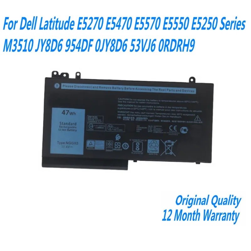 ใหม่ NGGX5 แบตเตอรี่แล็ปท็อปสําหรับ Dell Latitude E5270 E5470 E5570 E5550 E5250 Series M3510 JY8D6 9