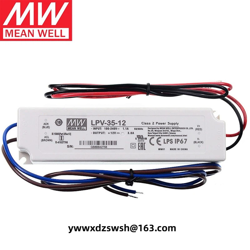 MEAN WELL LPV-100-12V กันน้ํา 24V Switching Power Supply LPH-18 การตรวจสอบ 20/35/60/150 LED ไดรฟ์ LP