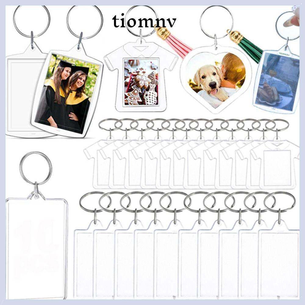 TIOMNVVN 5 ชิ้นพวงกุญแจกรอบรูป,จี้พู่ Snap-In Custom ใส่ Photo Blank พวงกุญแจ,อะคริลิคโปร่งใสภาพพวงก