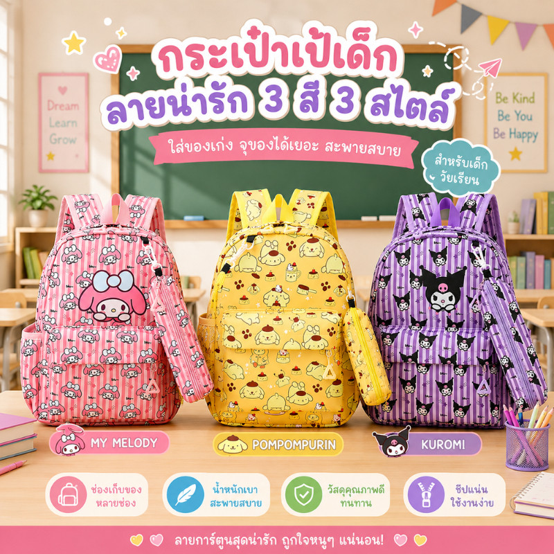 TT HOME01 กระเป๋าเป้เด็ก กระเป๋าสะพายหลัง พร้อมส่ง ราคาส่ง