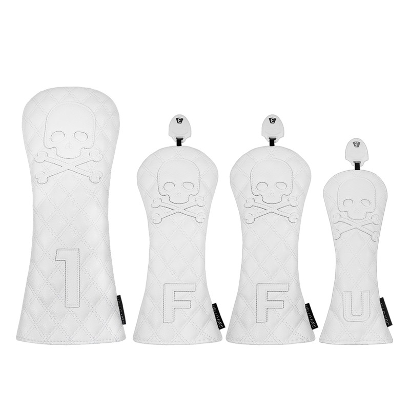 Shangbang Golf Wood Club Cover Diamond Grid Skull Protective Cover 1/3/5/UT Club Cap Golf Club Cover