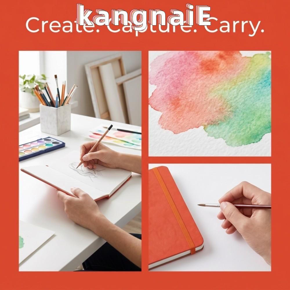 KANGNAI สมุดสเก็ตช์สีน้ํา, 1515 ซม.30 แผ่นสีน้ําวาด,แบบพกพาสําหรับทริปสีส้ม/สีเขียวแบบพกพา Art Noteb