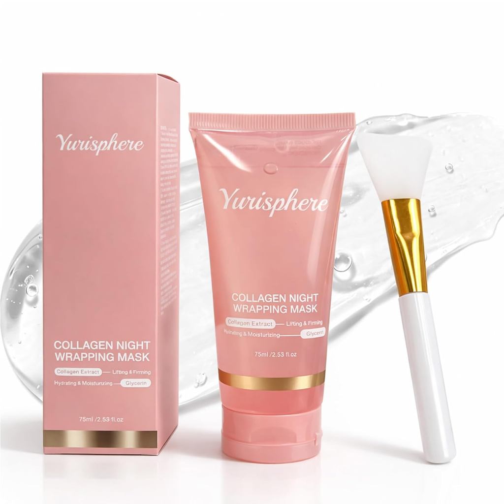 Collagen Overnight Peel Off Face Mask - มาส์กห่อคอลลาเจนจริงสําหรับผิวแก้ว - Deep Hydration, Elastic