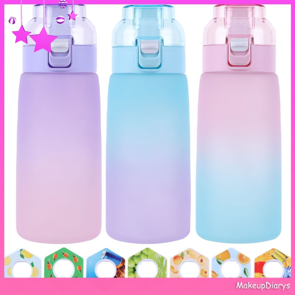 ❤ MakeupDiarys 600ML ขวดน้ํากลิ่นหอมผลไม้ Tritan พร้อม 7 Flavour Pods 0% ถ้วยน้ําน้ําตาลขวดน้ําดื่มเ