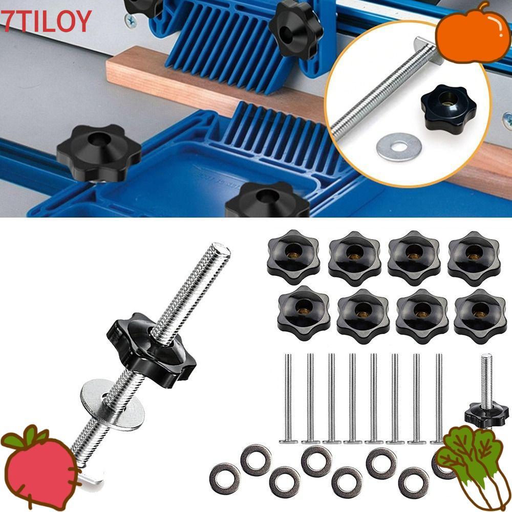 7TILOYSHOP 4 ชิ้น T Track Bolts, สังกะสีความแข็งแรงสูง T-Slot Bolts, Professional กันสนิมพร้อมปะเก็น