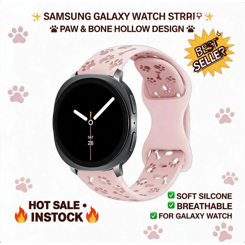 สายซิลิโคนอ่อนนุ่มสําหรับเล่นกีฬาสําหรับ Samsung Galaxy Watch 9 8 Classic 8 7 6 5 4 Ultra2 40/44 มม. 9 Classic Cat Claw Hollow สายซิลิโคน