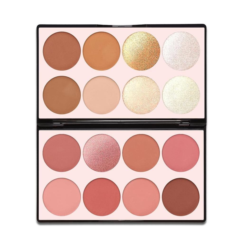 J7KX 16Color Contour Makeup Palette Blush Highlighter Bronzer Powder Compact All-in-One Makeup Palet