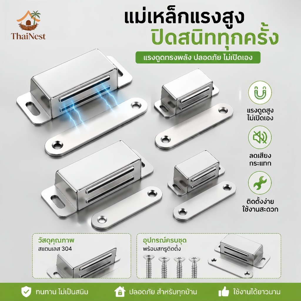 【พร้อมส่ง】กันชนแม่เหล็ก รุ่นสแตนเลส มี 4 ขนาด Door magnet แม่เหล็กติดประตู แม่เหล็กติดบานประตู