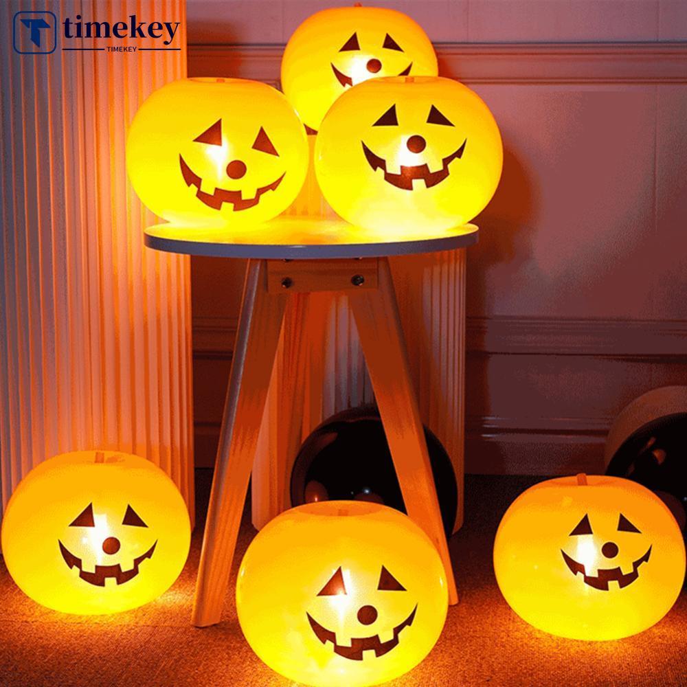TIMEKEY ฮาโลวีนฟักทอง LED บอลลูนโคมไฟตกแต่ง Light-Up บอลลูนพองสําหรับ Holiday Party Photo Prop ตกแต่