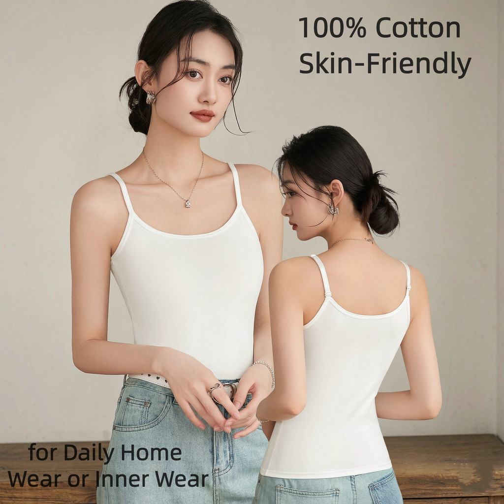 ผ้าฝ้าย 100% แขนกุด เสื้อชั้นในสตรี สําหรับผู้หญิงนุ่มระบายอากาศไม่เบาะเสื้อกล้ามสําหรับสวมใส่ในบ้านทุกวันหรือสวมใส่ภายใน