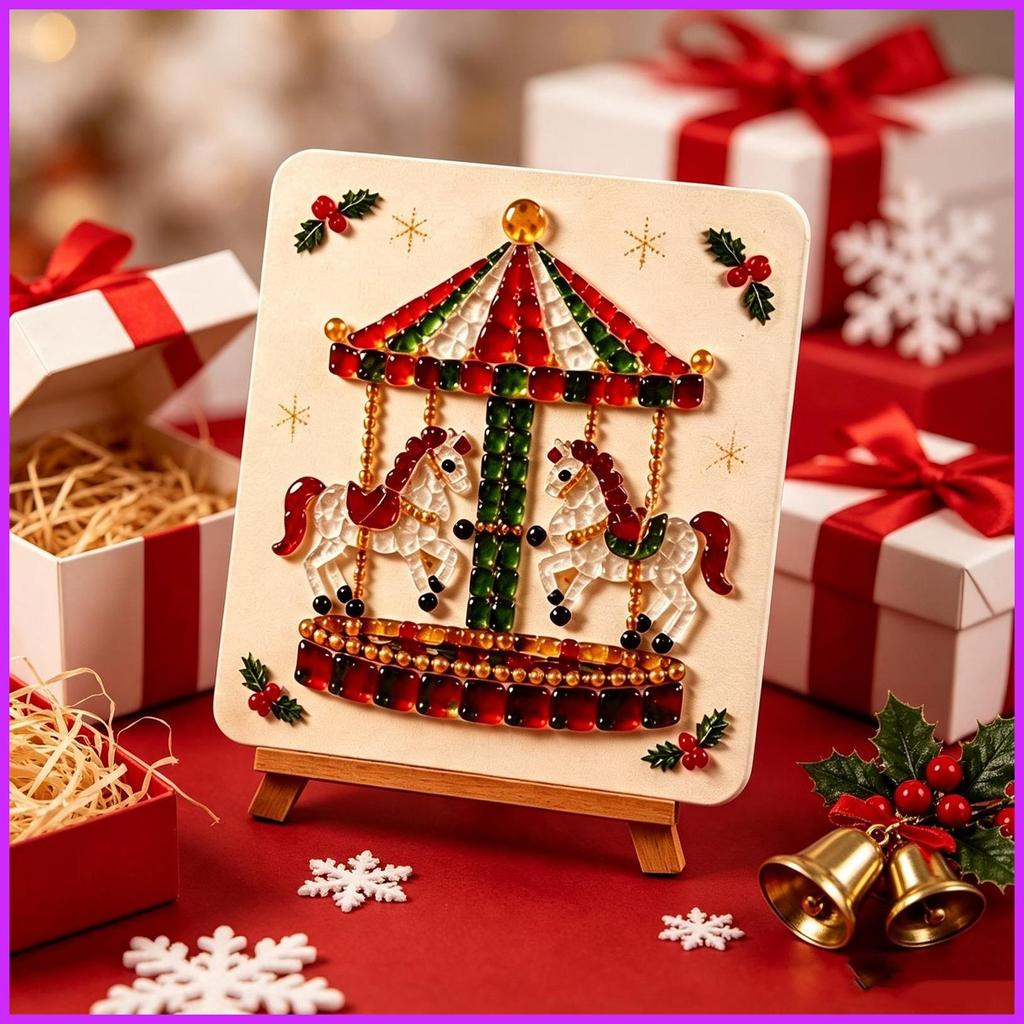 Christmas Sea Glass Craft Elegant Collectible Interactive Game Sea Glass ภาพวาดคริสต์มาสสําหรับผู้เร