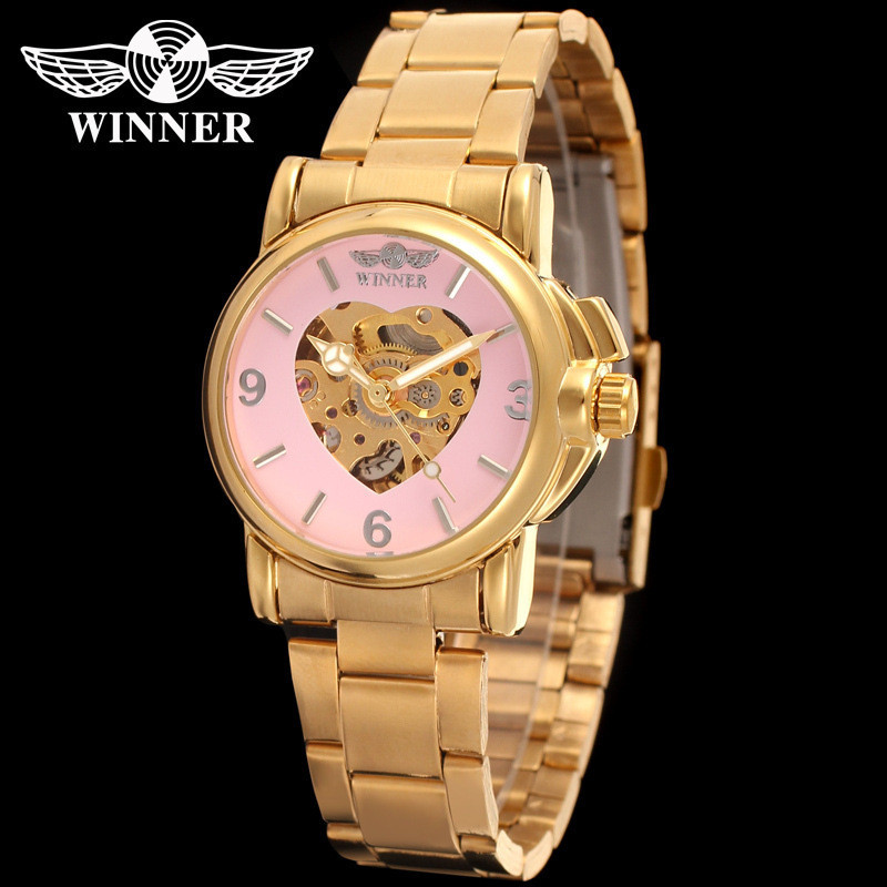 Winner Winner Ladies Fashion Casual Small Dial Hollow Automatic Mechanical Watch U9KQ