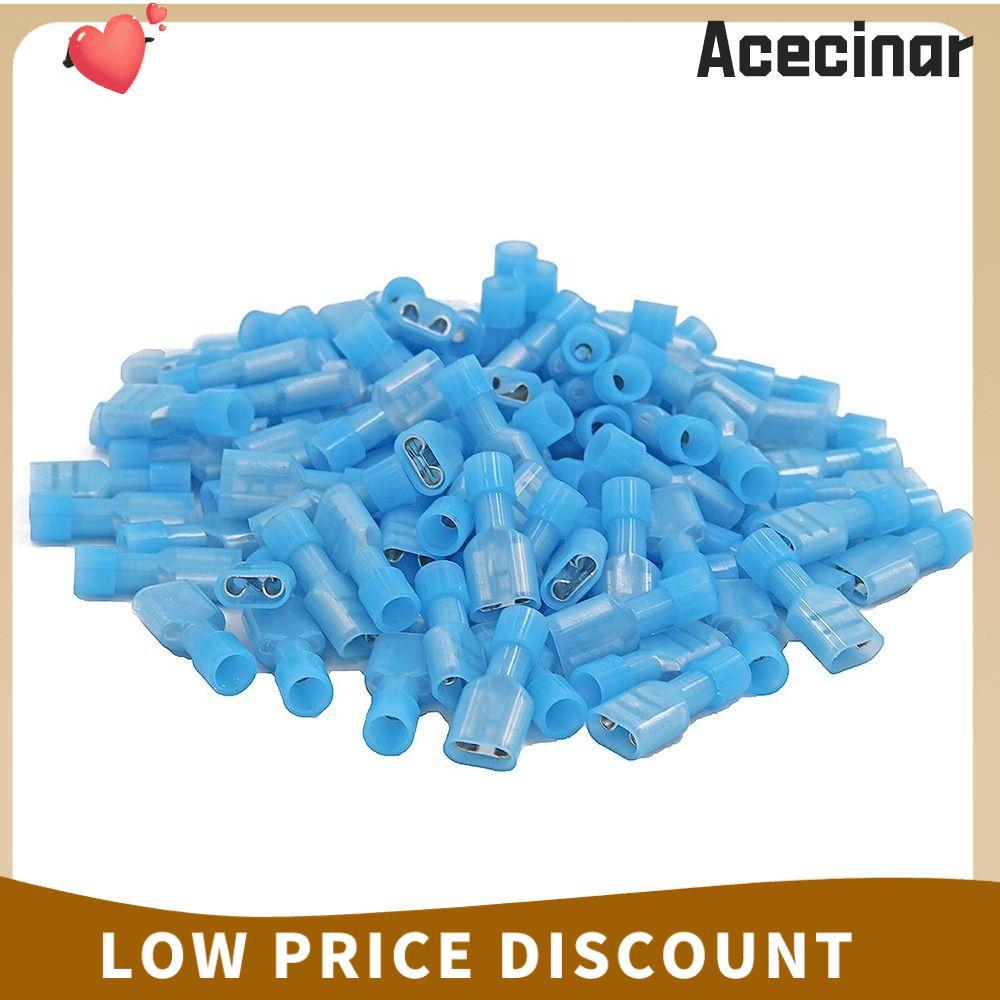 ACECINAR 100 ชิ้นลวดตัดการเชื่อมต่ออย่างรวดเร็ว, 16-14 AWG FMDFN2-250 Spade Wire Connectors, Spade T