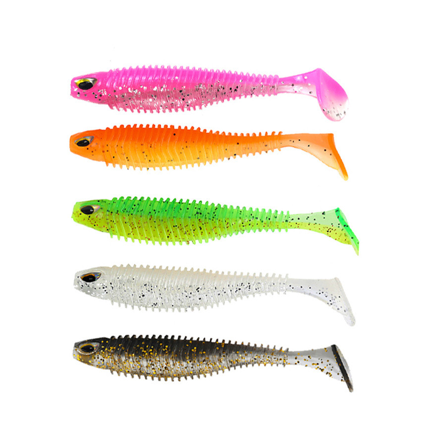 Lure Soft Bait 6.5cm 7.5cm Two-Color Spiral Fish T-Tail Full Set Q90H