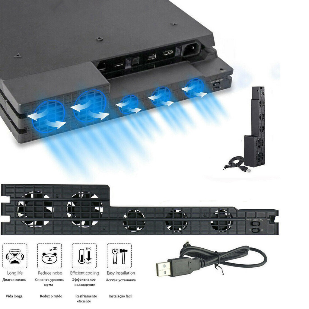 พัดลมระบายความร้อน Cooler DC 5V สําหรับ Sony PS4 Pro Slim เกมคอนโซล Playstation Play Station PS 4 ตู้เย็น USB ไอเสีย Ventilator แบบพกพาอุปกรณ์ระบายอากาศฐาน Cradle Stand พัดลม