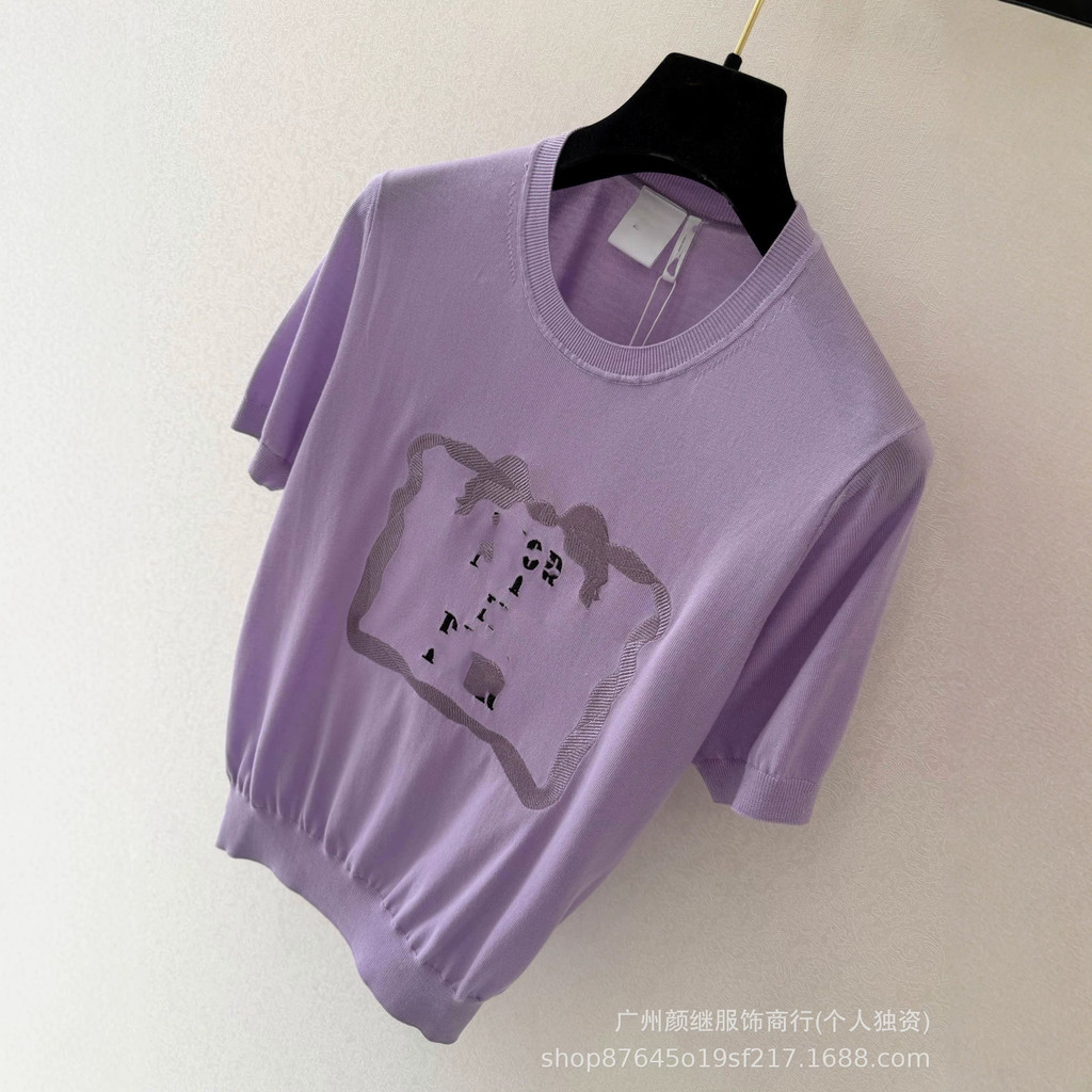 9BNN CDO รุ่นยอดนิยม 26 ฤดูร้อน Contrast สี Letter Square รอบคอแขนสั้นเสื้อกันหนาวผู้หญิง
