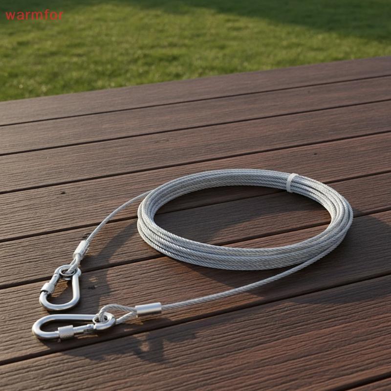 (warmfor) 2 ชิ้น Double-headed Dog Tie Out Cable Leash Raction เชือกโลหะ Bule ลวดเหล็ก Anti-rust Tra