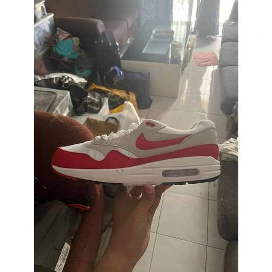2024 * Air Max 1 86 ฟองขนาดใหญ่สีขาว/สีแดง University dq3989-100 8pja