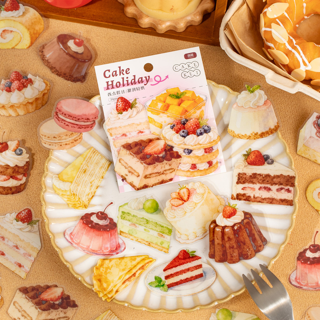 Yuxian PET Stickers Pastry Holiday Delicious Cake Bread Dessert Biscuit Handbook Decorative Waterpro