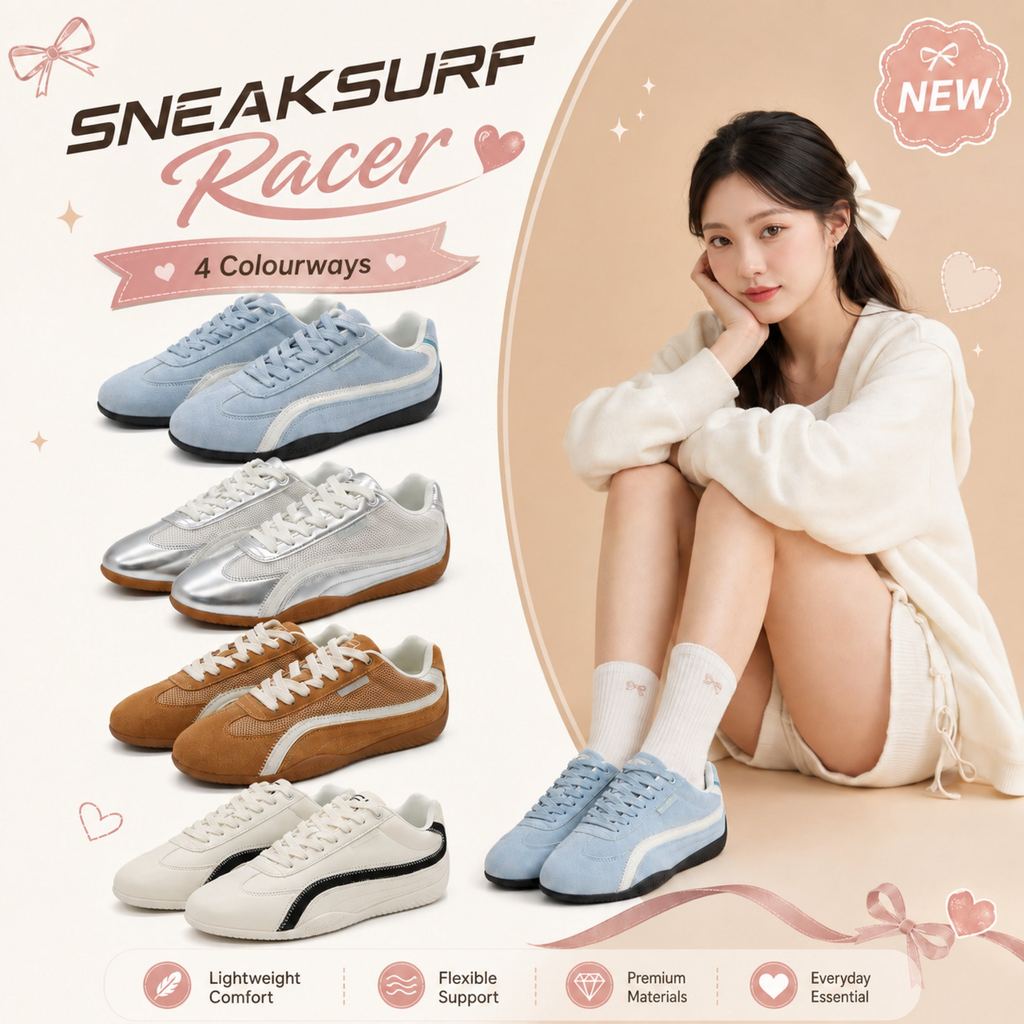 ✅พร้อมส่ง SneakSurf Racer รองเท้าผ้าใบ Low Profile สนีกเกอร์ Retro Racing Unisex สี ของแท้💯