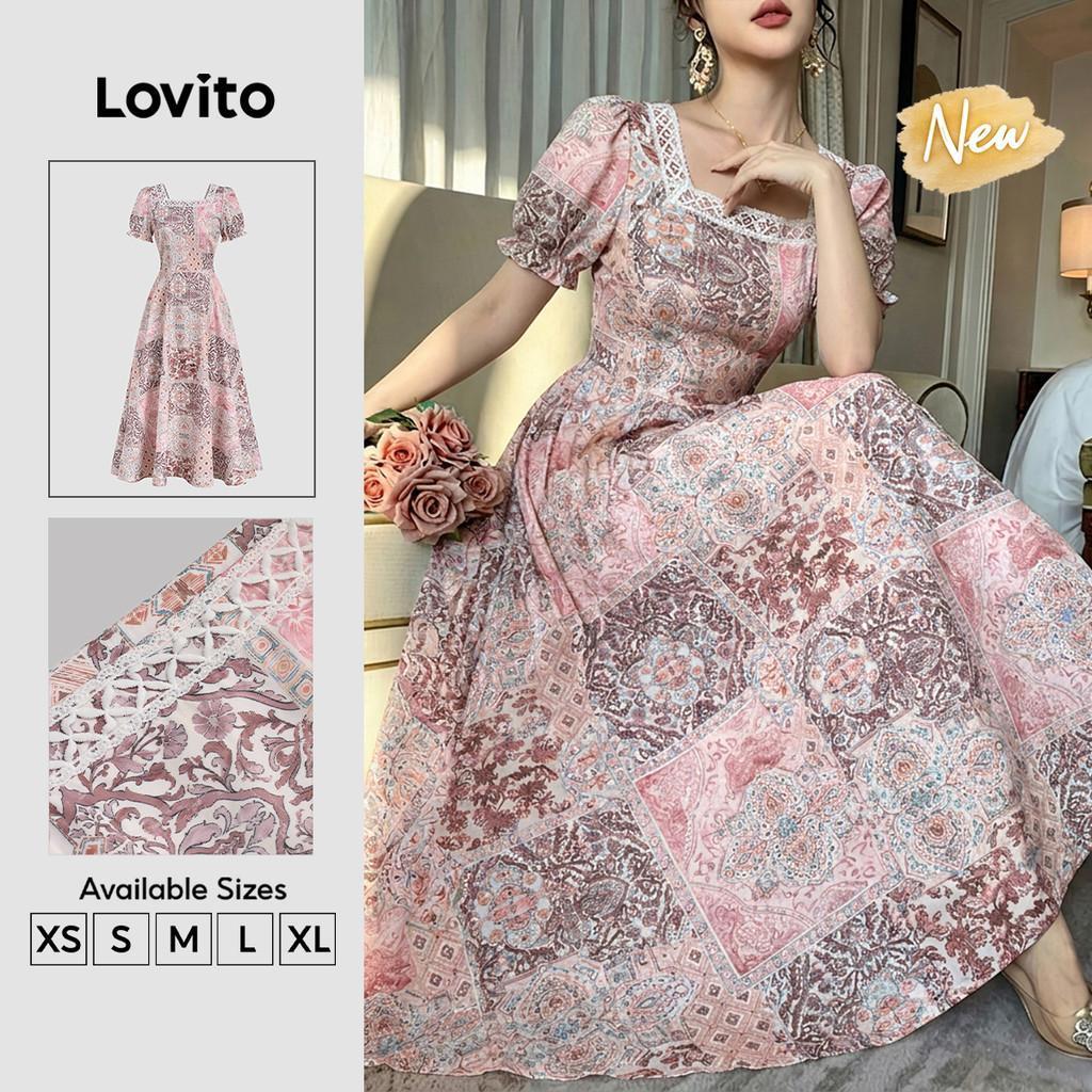 (New Arrival) Lovito ชุดเดรสโบโฮสําหรับฤดูใบไม้ผลิ/ฤดูร้อนสําหรับผู้หญิง DRK8P1D611