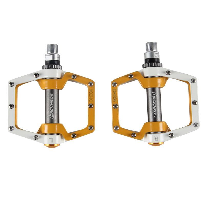 Two-Tone Aluminum Alloy Flat Pedals for Bicycles - Left and Right Set for Cross Bikes, Road Bikes, M