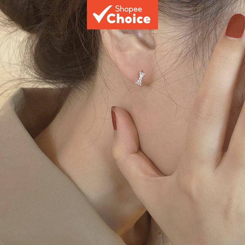 ผีเสื้อ Bow Cubic Zirconia หู Cuff Sleep Comfort ต่างหูผู้หญิง