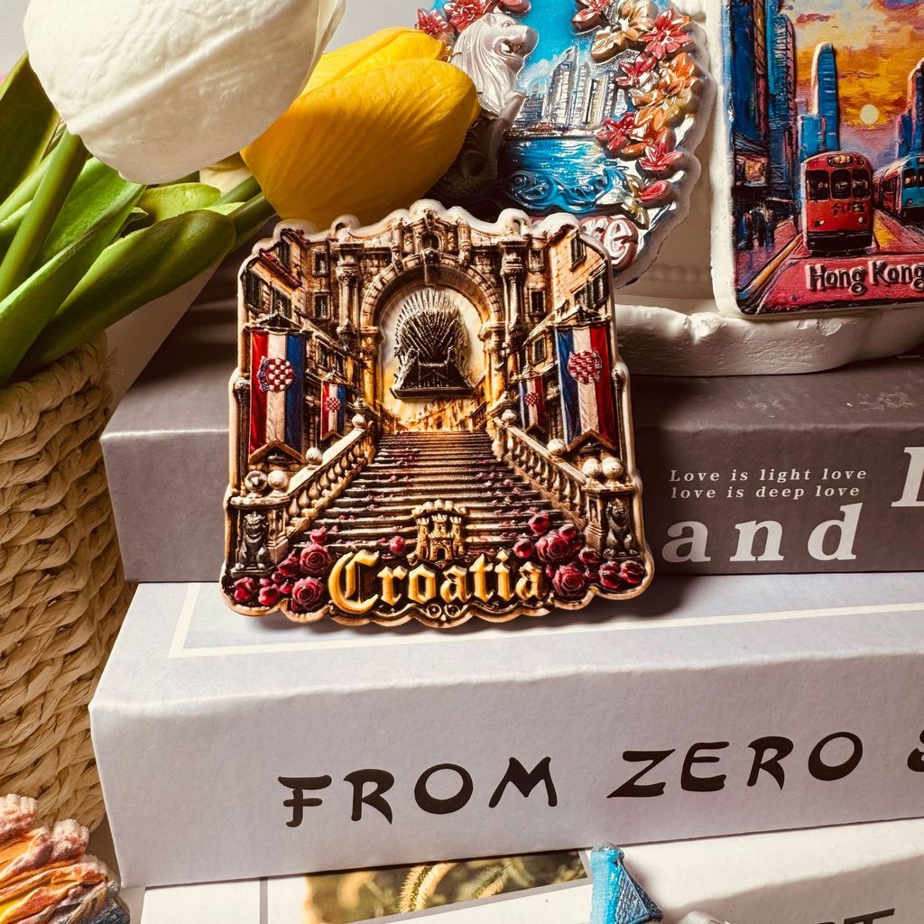Crodia Dubrovnik Old City Landmark Building Tourist ที่ระลึกตกแต่งสติกเกอร์แม่เหล็กตู้เย็นสติกเกอร์ 