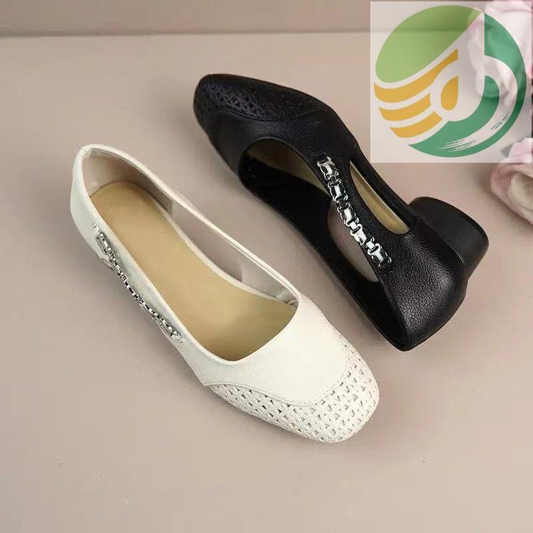 Yn3 PU Shallow Mouth Square Toe Square Heel Rubber Low Top Slip-On Shoes Low Heel (Less3cm)
