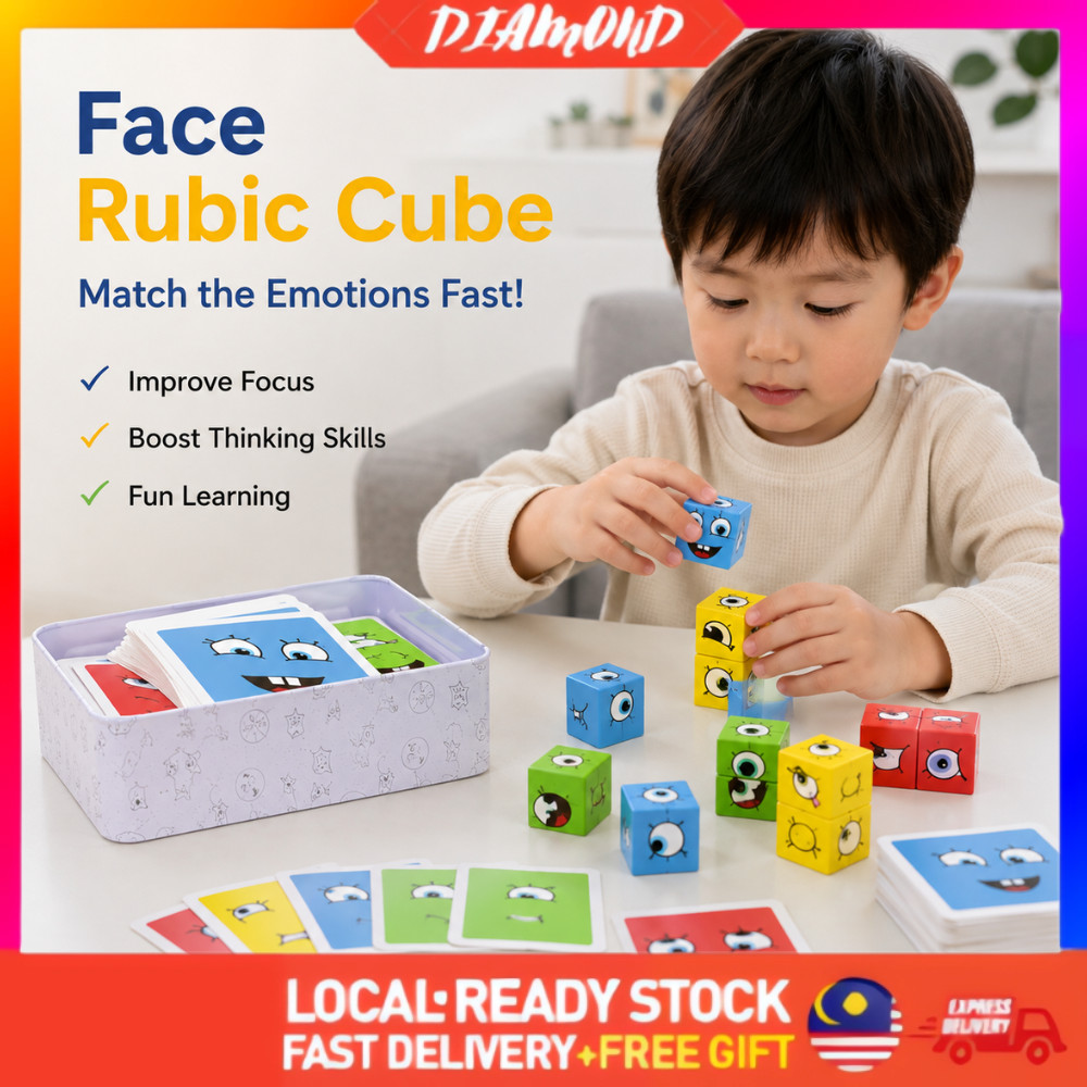 Emoji Cube Face Change Cube เกมปริศนา Cube Face Changing Card Expression Blok Emoji Blok Mainan Kana